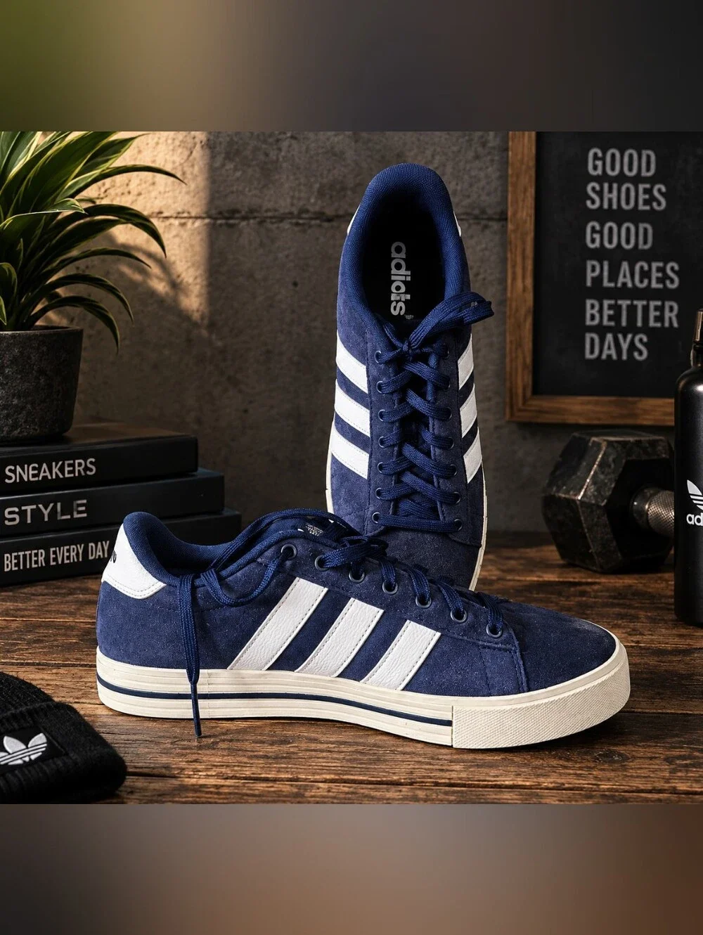 Adidas Navy Blue Suede White Stripe Men’s Sneakers Size 11.5